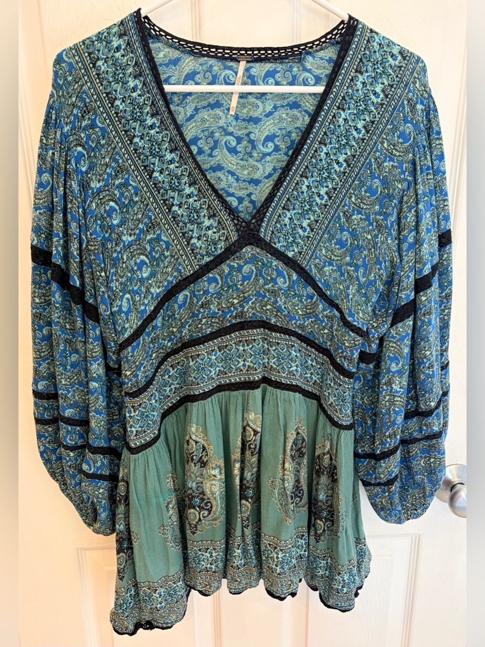 Free People Luna Scarf Print Boho Tunic Top, Women’s Size XS (Oversized)